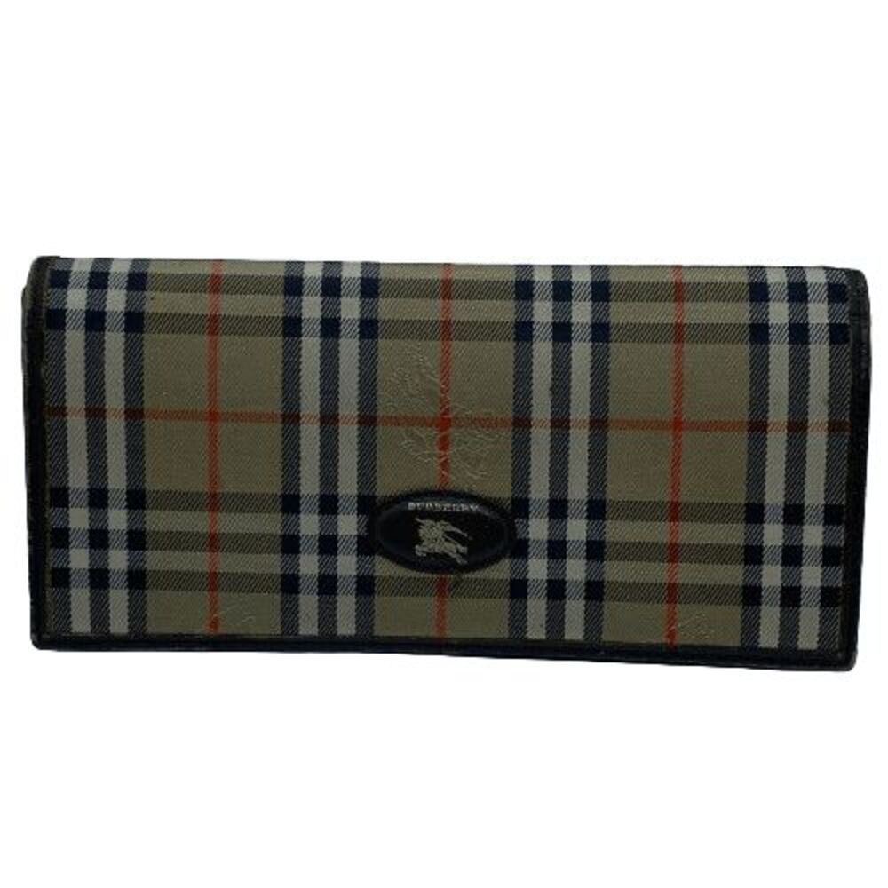 Authentic Vintage Burberry Canvas Nova Check Slim Long Wallet *WORN*